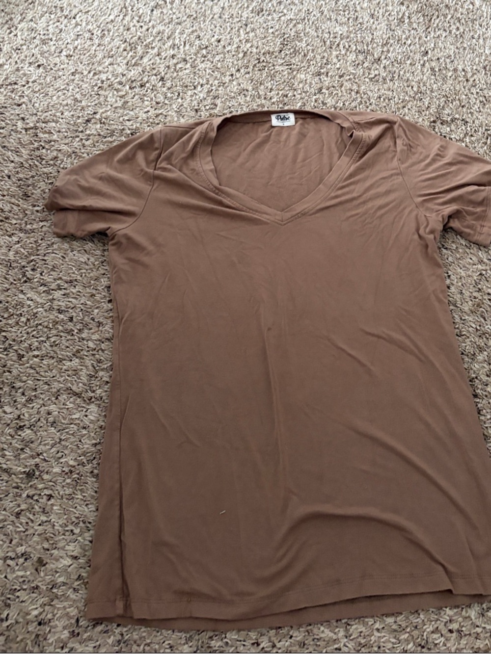 Pulse Brown V-Neck Short Sleeve Tee